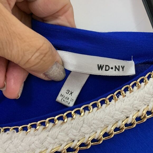 WD-NY Size 3X sleeveless scoopneck top with rope/gold chain detail. - Picture 5 of 10